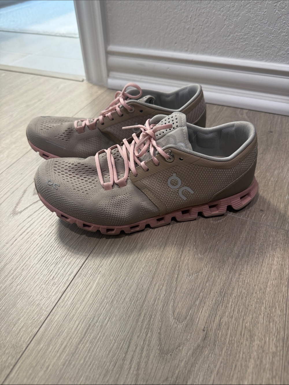 On Running Women's Sneakers in Taupe and Pink